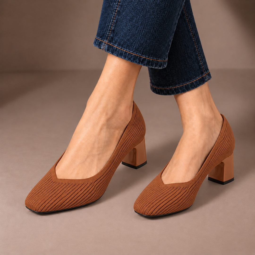 Mariella Square Heeled Court Shoes