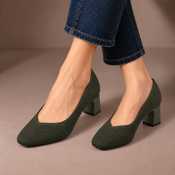 Mariella Square Heeled Court Shoes