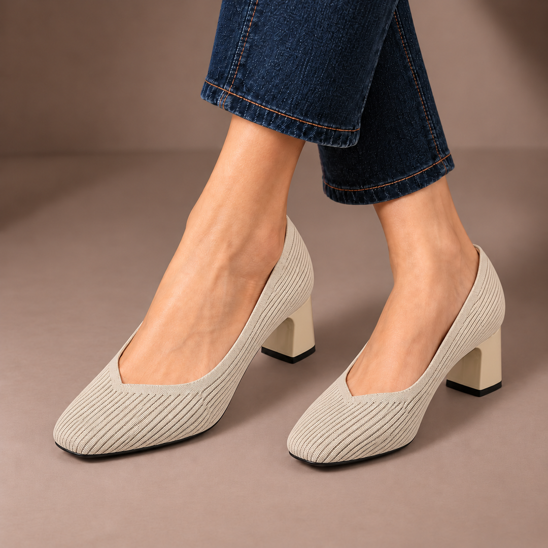 Mariella Square Heeled Court Shoes