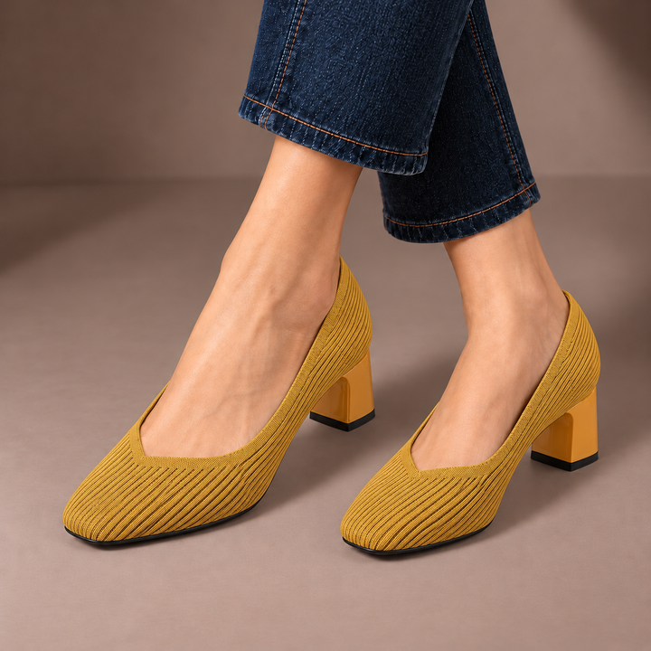 Mariella Square Heeled Court Shoes