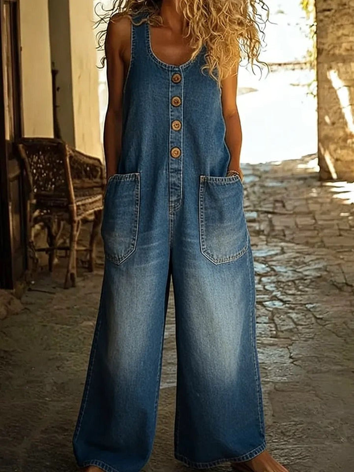 Valentina | Vintage washed cotton denim overalls
