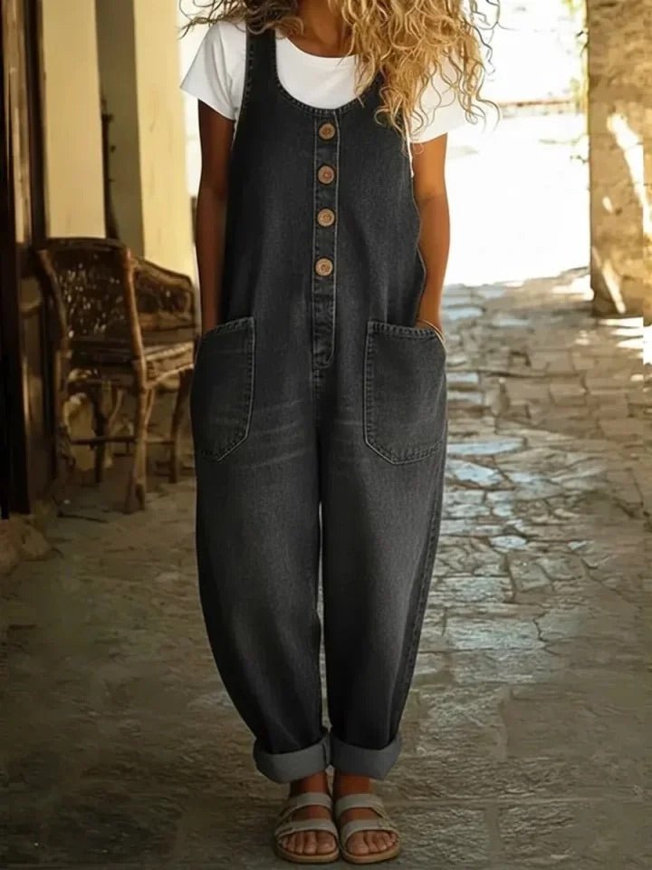 Valentina | Vintage washed cotton denim overalls