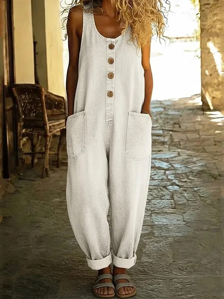 Valentina | Vintage washed cotton denim overalls